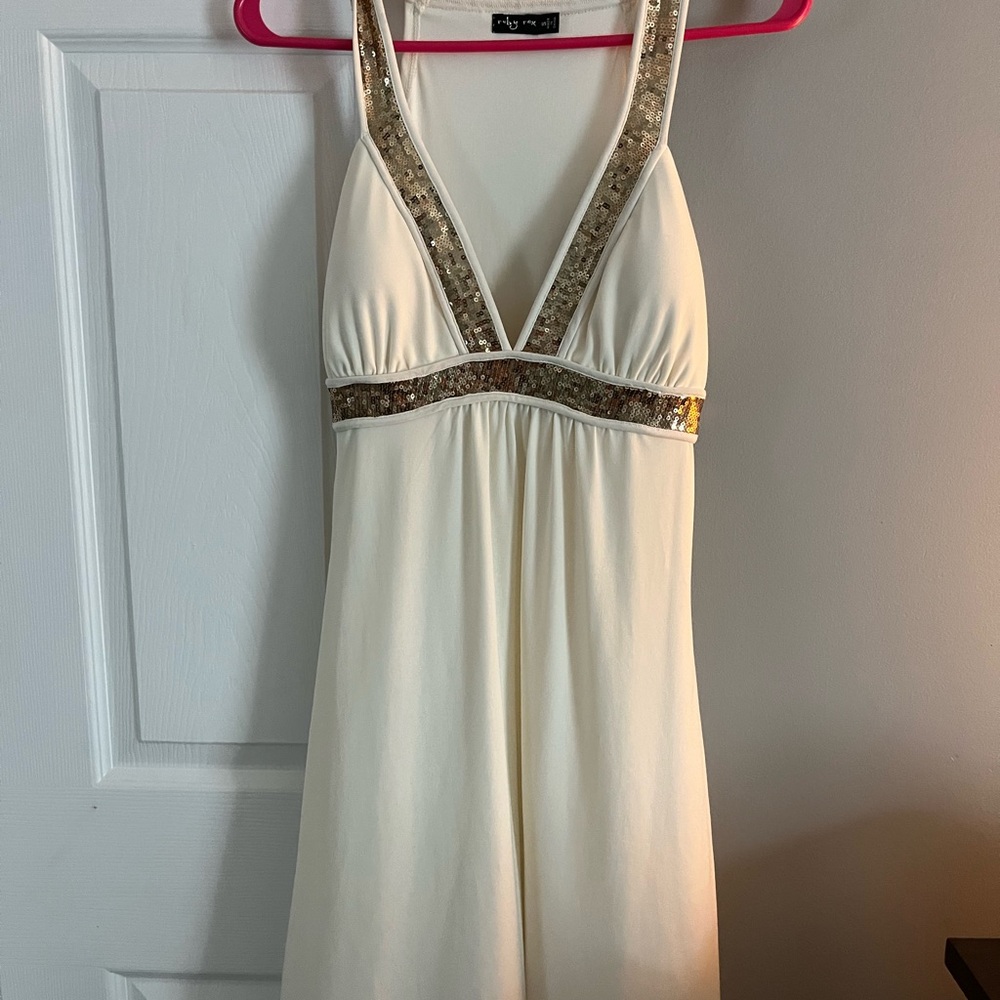 Ruby Rox Ivory Dress with Sparkling Sequins